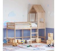 vidaXL Letto Soppalco con Scala e Tetto 90x190 cm Legno Massello Pino
