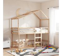 vidaXL Letto Soppalco con Scala e Tetto 90x190 cm Legno Massello Pino
