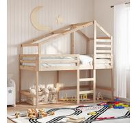 vidaXL Letto Soppalco con Scala e Tetto 90x190 cm Legno Massello Pino