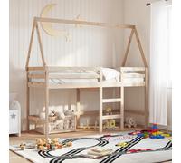 vidaXL Letto Soppalco con Scala e Tetto 90x200 cm Legno Massello Pino