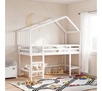 vidaXL Letto Soppalco con Scala e Tetto Bianco 90x190 cm Massello Pino
