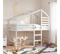 vidaXL Letto Soppalco con Scala e Tetto Bianco 90x190 cm Massello Pino
