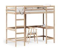Letto soppalco con scrivania 100x200 cm legno massello pino