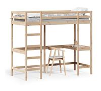 vidaXL Letto Soppalco con Scrivania 75x190 cm Legno Massello Pino