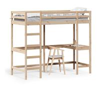 vidaXL Letto Soppalco con Scrivania 80x200 cm Legno Massello Pino