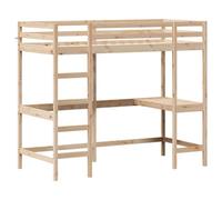 vidaXL Letto Soppalco con Scrivania 90x200 cm Legno Massello Pino