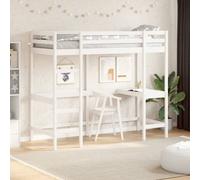 vidaXL Letto Soppalco con Scrivania Bianco 80x200 cm Massello Pino