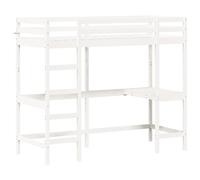 Letto soppalco con scrivania bianco 80x200 cm massello pino