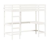 vidaXL Letto Soppalco con Scrivania Bianco 90x200 cm Massello Pino
