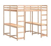 vidaXL Letto Soppalco con Scrivania e Scala 180x200 cm Massello Pino, Letto a soppalco con scrivania, Letto a Mezza traversa per Bambini, Struttura Letto a soppalco