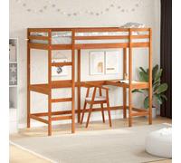 vidaXL Letto Soppalco con Scrivania Marrone Cera 80x200 cm Legno Pino