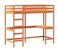 vidaXL Letto Soppalco con Scrivania Marrone Cera 80x200 cm Legno Pino