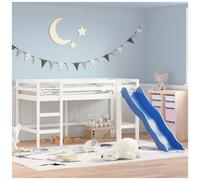 vidaXL Letto Soppalco Scivolo Bambini Bianco 80x200 cm Massello Pino