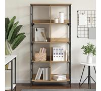 vidaXL Libreria Rovere artigianale 78,5 x 33 x 153 cm metallo PB, Libreria alla moda, rettangolare, rustica, resistente, spazio ampio, indipendente, arredo per la stanza lettura