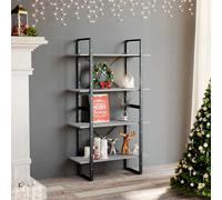 vidaXL Libreria 4 Ripiani Grigio Cemento 80x30x140cm Legno Multistrato