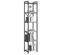 vidaXL Libreria Grigia Sonoma di - 40 x 30 x 188 cm, con scaffali a pioli in Legno ingegnerizzato, Struttura in Acciaio Nero. Ha Uno Stile Industriale, Piedini Regolabili, ed è pensata Solo per Gli