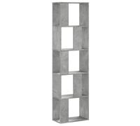 vidaXL Libreria 5 Ripiani Grigio Cemento 45x23,5x162,5cm Multistrato, scaffale per Libri, scaffale, scaffale Contenitore, armadietto portaoggetti