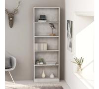 vidaXL Libreria a 5 Ripiani Grigio Cemento 60x24x175 cm in Truciolato