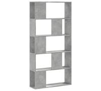 vidaXL Libreria 5 ripiani Grigio Cemento 80,5x23,5x162,5 cm Multistrato