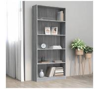 VIDAXL - Libreria 5 Ripiani Grigio Sonoma 80x24x175 Cm Legno Multistrato
