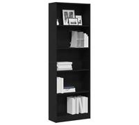 vidaXL Scaffale in Rovere Nero 60 x 24 176 cm, ripiano Moderno in Legno ingegnerizzato per Il Soggiorno con 6 Ripiani. unità di stoccaggio Indipendente, Perfetta per Libri e Decorazioni contemporane