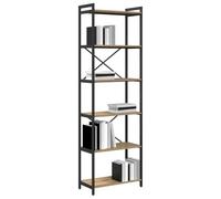 vidaXL Libreria Autoportante in Rovere Artigianale - 60 x 30 x 188 cm, con Struttura in Metallo, ripiano in Legno Ingegnerizzato, Design a Croce e Piedi Regolabili, Perfetta per Interni in Stile Ind