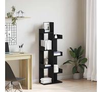 vidaXL Libreria Rovere Nero 48 x 25,5 x 140 cm Legno Multistrato, Libreria per Soggiorno, Moderna e Rettangolare, Organizzatore Decorativo, Spazio Senza Ingombro