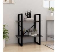 vidaXL Libreria a 2 Ripiani Grigia 60x30x70 cm in Massello di Pino