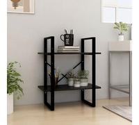 vidaXL Libreria a 2 Ripiani Nera 60x30x70 cm in Massello di Pino
