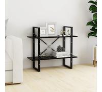 vidaXL Libreria a 2 Ripiani Nera 80x30x70 cm in Legno Multistrato