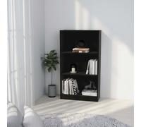 vidaXL Libreria a 3 Ripiani Nera 60x24x109 cm in Legno Multistrato