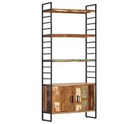vidaXL Libreria a 4 Livelli Alta Robusta Telaio in Metallo Scaffali Libri Mensole Espositore in Legno Massello di Recupero 80x30x180 cm