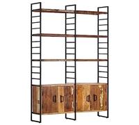vidaXL Libreria a 4 Livelli Alta Robusta Telaio in Metallo Scaffali Libri Mensole Espositore in Legno Massello di Recupero 124x30x180 cm