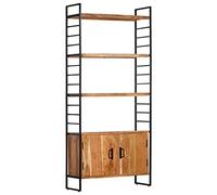 vidaXL Libreria a 4 Livelli Alta Robusta Telaio in Metallo Verniciato Scaffali Libri Mensole Espositore 80x30x180 cm Legno Massello di Acacia
