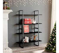 vidaXL Libreria a 4 Ripiani Nera 100x30x140 cm in Massello di Pino