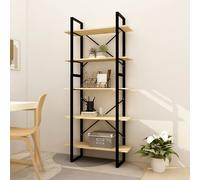 vidaXL Libreria a 5 Ripiani 80x30x175 cm in Legno Massello di Pino