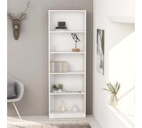 vidaXL Libreria a 5 Ripiani Bianca 60x24x175 cm in Legno Multistrato