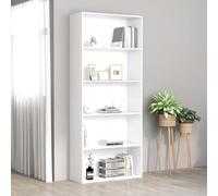 vidaXL Libreria a 5 Ripiani Bianca 80x30x189 cm in Legno Multistrato