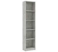 Libreria a 5 ripiani grigio cemento 40x24x175 cm in truciolato