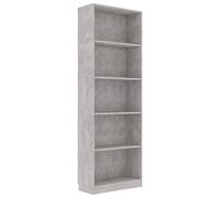vidaXL Libreria a 5 Ripiani Grigio Cemento 60x24x175 cm in Truciolato