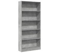vidaXL Libreria Grigio Cemento 80x24x176 cm in Legno Multistrato, Mobile Porta Libri, scaffale per Libri, Mobile portaoggetti, Porta Libri