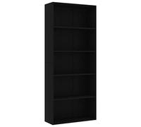 vidaXL Libreria a 5 Ripiani Nera 80x30x189 cm in Truciolato