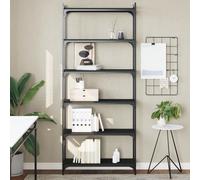 vidaXL Libreria a 6 Ripiani Nera 80x30x188 cm in Legno Multistrato