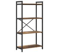 vidaXL Libreria a più Livelli in Legno Antico 60 x 30 x 118 cm, con Telaio in Acciaio, Ripiani in Legno ingegnerizzato, Piedi Regolabili e Una Struttura Incrociata Stabile. È un'elegante libreria in