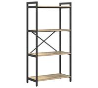 vidaXL Libreria a Ripiani in Rovere Sonoma 60 x 30 x 118 cm. Autoportante, Stile Industriale, con Struttura in MDF e Acciaio. Piedini Regolabili per Una stabilità ottimale. Ha Una Struttura a Croce