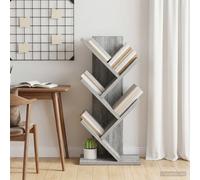 vidaXL Libreria ad Albero 4 Ripiani 30 x 18 x 60 cm Sonoma grigio, Mensola per libri stilosa, ripiano moderno, supporto stretto per il soggiorno, scaffali decorativi per casa