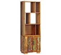 vidaXL Libreria Alta Stile Retro Lucidata Robusta Mobile con Scaffali Mensole e Ante 60x35x180 cm in Legno Massello di Recupero