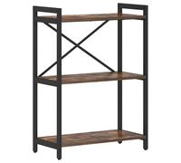 vidaXL Libreria Autonoma in Rovere Fumè - 60 x 30 x 83 cm - Struttura Incrociata in Legno Ingegnerizzato e Acciaio - Stile Industriale - Ampio Spazio di Archiviazione - Ripiani a Scala - Piedini Reg