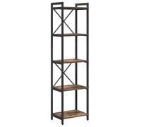 vidaXL Libreria Autoportante a Palchi in Quercia Affumicata di, in Legno Ingegnerizzato e Metallo, 40 x 30 x 153 cm, con Piedi Regolabili, Struttura Incrociata, per Uso Interno, Telaio Nero, Perfett