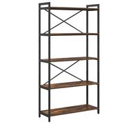 vidaXL Libreria Autoportante in Rovere Affumicato - 80 x 30 x 153 cm - Legno Ingenerizzato e Acciaio con Piedini Regolabili - Stile Industriale - Ripiani per Storage - Struttura Incrociata - Ampio S